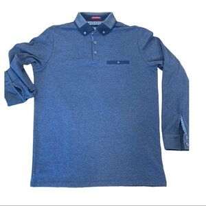 NWT Visconti Black M blue long sleeve polo shirt